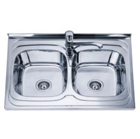 Двойна мивка за кухня CASCADA Алпака  80x60x18cm
