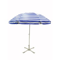 Плажен чадър ø240 със сребристо покритие WH002-3 синьо/бели ивици