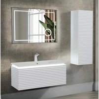 Мебел за баня Клара комплект LED огледало 80/60см, долен шкаф с умивалник и колона