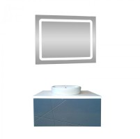 Комплект мебел за баня с умивалник с плавно затваряне и  огледало Дъстър