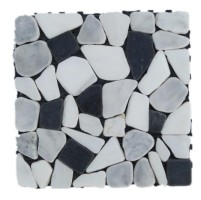Декинг плочи от естествен камък 30х30х2.2см, бяло/черно