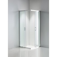 Квадратна душ кабина с плъзгащи врати прозрачно стъкло 80-90x80-90