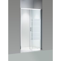 Стъклен параван с плъзгаща врата Cascada 110-120 бели ленти
