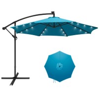 Градински чадър с LED осветление, 3м., с метална основа, цвят Зелен, TLB017 10FT