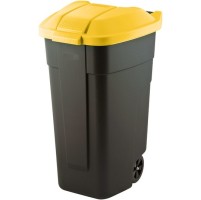Контейнер за отпадъци с колела Curver 110л., черен с жълт капак, 56 x 52 x 88 см