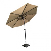 Градински чадър със соларно осветление и Bluetooth говорител Тaupe